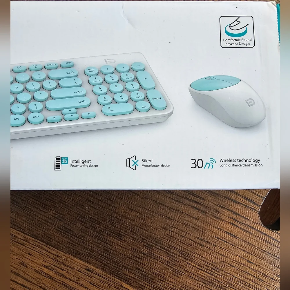FD Wireless iK6630 Keyboard & Mouse Combo 2.4GHz Mint Green NEW in Box